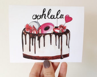 Ooh la la greeting card - handmade card - typography card - Birthday card - cute card