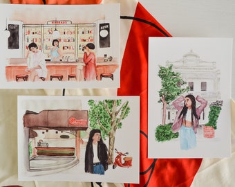 Postcard Set | Melbourne Girl Collection | Set of Three A5 Postcards | Fashion Illustration Postcards