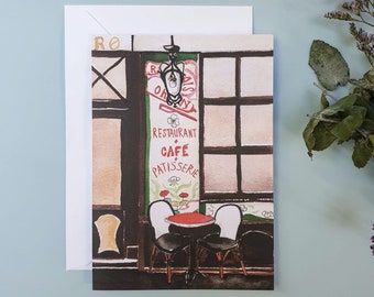 French Bistro greeting card - French inspired card - Paris card - Farewell card - Mother's Day card