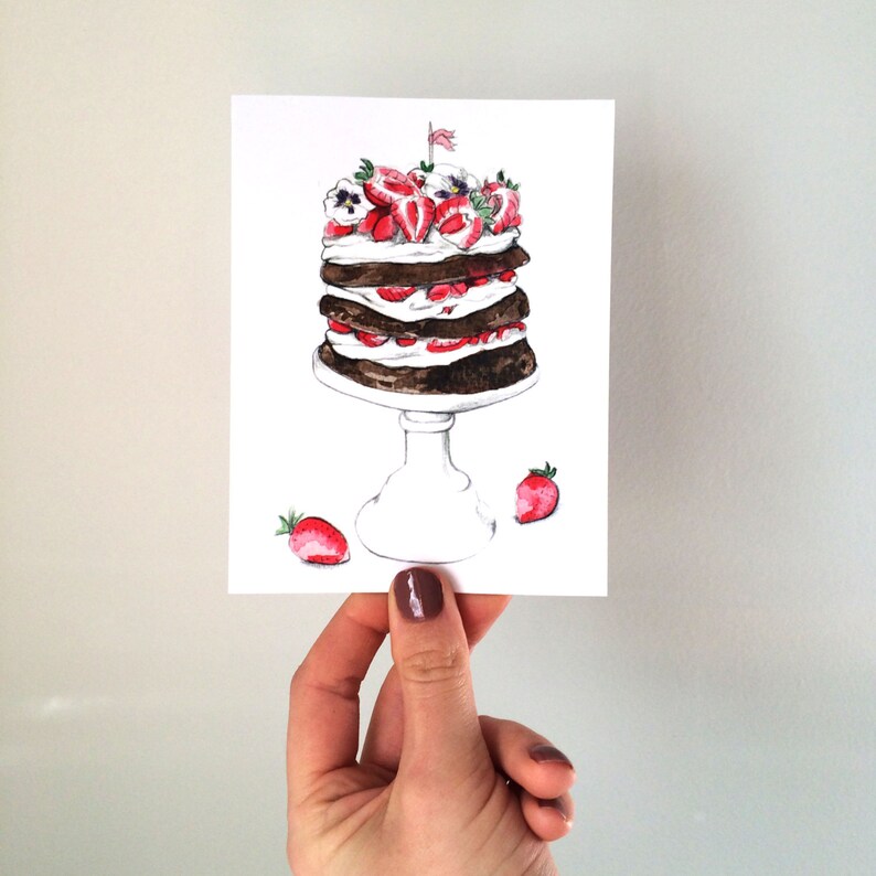 Get Cake greeting card handmade card typography card cake card Birthday card image 1