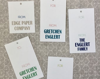 Tags, Custom Gift Tags, To From Tags, Personalized Tags, Holiday Tags, Greeting,  Name Tags, Paper Tags