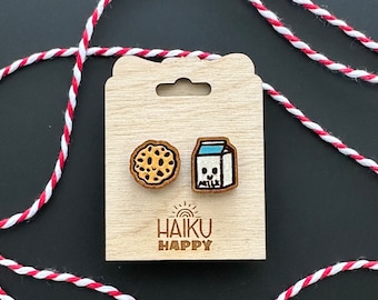 Kawaii Milk and Cookies Duo Stud Earrings