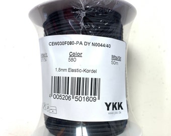 50m Gummikordel schwarz 1,8mm YKK