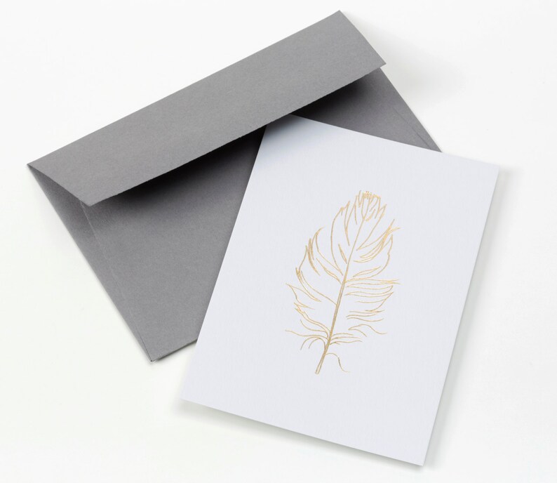 Luxury Stationery Set. Beautiful Large Gold Feather on Cool Etsy UK