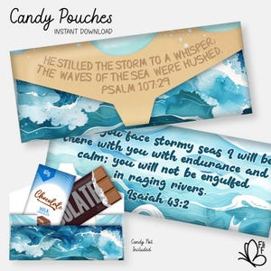 Stormy Seas Chocolate Pouch | Bible Scripture Candy Wrapper | Candy Bar Envelope | Church & Sunday School Gift | Instant Download