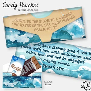 Printable Christian Candy Bar Wrappers: Bible Verse, Sunday School Favors, Purse-Style Pouches (Instant Download)