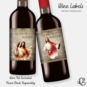 Printable Used To Be Water Wine Bottle Labels | Humorous Novelty Gift | Funny Birthday Office Secret Santa Stickers | Instant Download