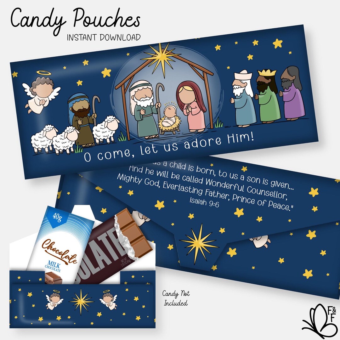 Nativity Printable Christian Gifts: Candy Bar Wrappers, Bible Verse ...