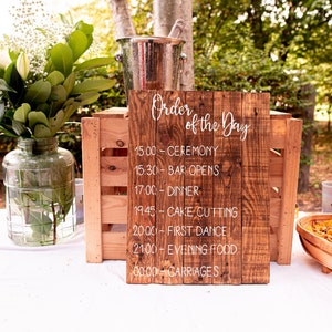 Personalised Wooden Small Order of the Day Wedding sign