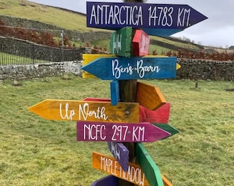 Personalised Wood Arrows. Your special places. Home or Garden Ornament. Eco-friendly reclaimed wood