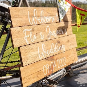 Personalised Wooden Party Celebration Sign. Hand painted Reclaimed Wood