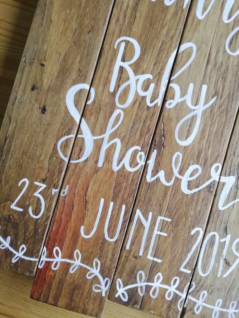 Rustic Personalised Wooden Baby Shower or Christening Sign. Etsy