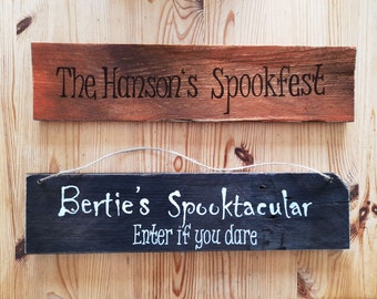 Halloween Personalised Party Hanging Sign