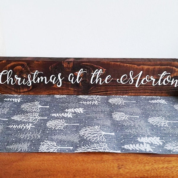 Christmas at the Personalised Wooden Sign. Eco-friendly Reclaimed Wood Freestanding Christmas sign