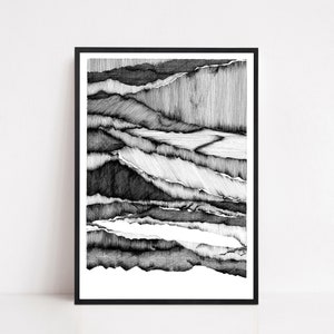 A3/A4 GICLEE Limited Edition print, Monochrome Contemporary Abstract drawing image 2