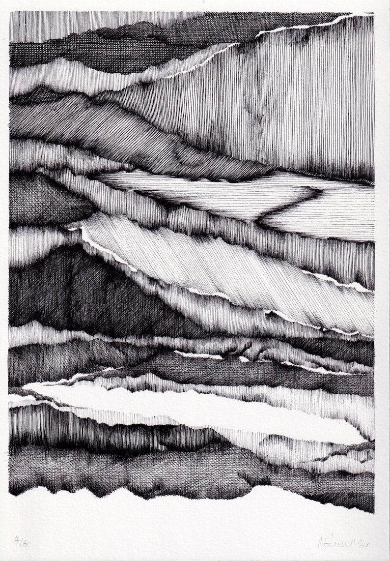 A3/A4 GICLEE Limited Edition print, Monochrome Contemporary Abstract drawing image 4