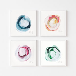 Colourful Abstract contemporary square paintings on paper Buy all 4