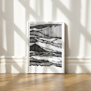 A3/A4 GICLEE Limited Edition print, Monochrome Contemporary Abstract drawing image 3