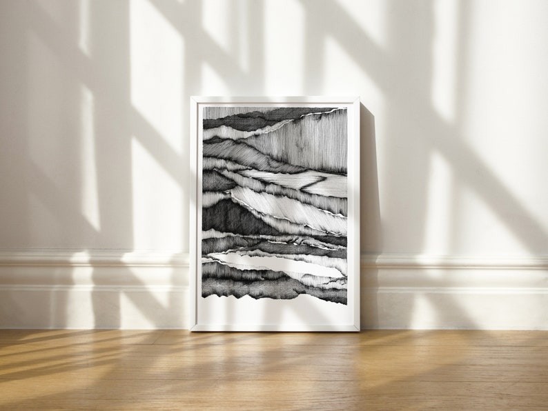 A3/A4 GICLEE Limited Edition print, Monochrome Contemporary Abstract drawing image 3
