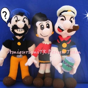 Popeye-Olive Oyl-Bluto - AmigurumiTRDesignTeam