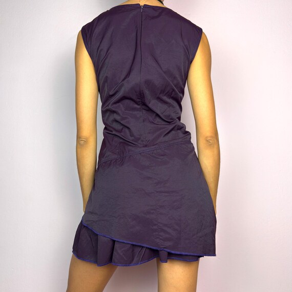 navy blue dress for baby girl Vintage Y2K Purple Dress Layered Ruched Mini 2000s Size L