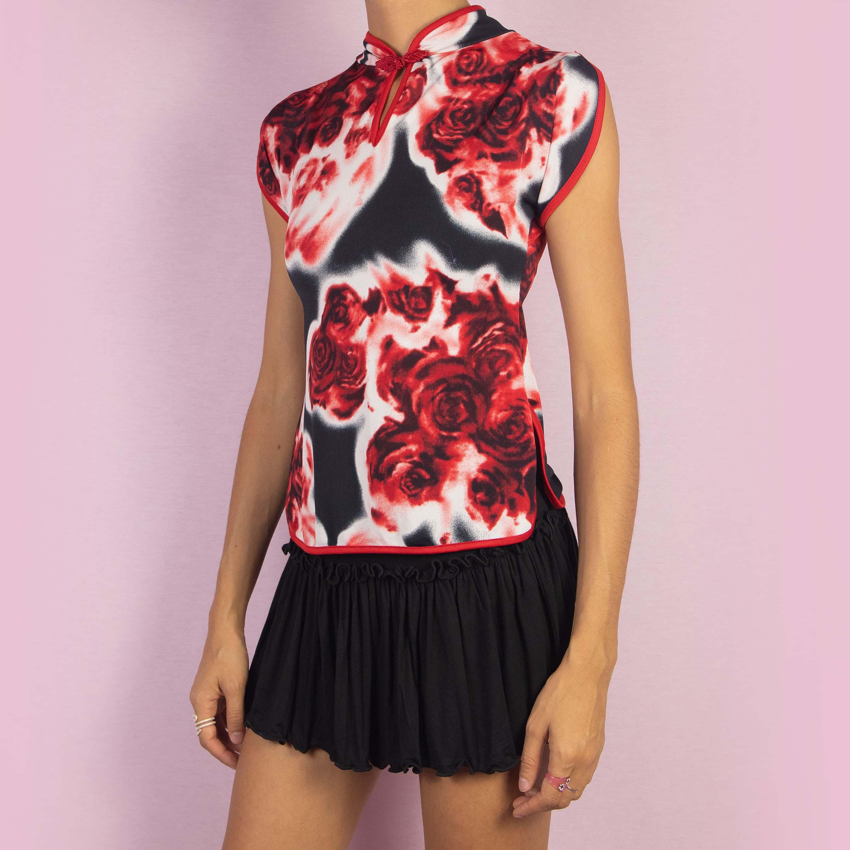 トップス Rose Vintage Rose Print Top 90s - Size XS - Etsy