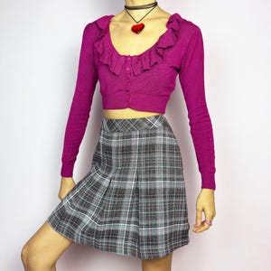 Vintage Black Plaid Pleated Mini Skirt Y2K 2000s – Size Medium