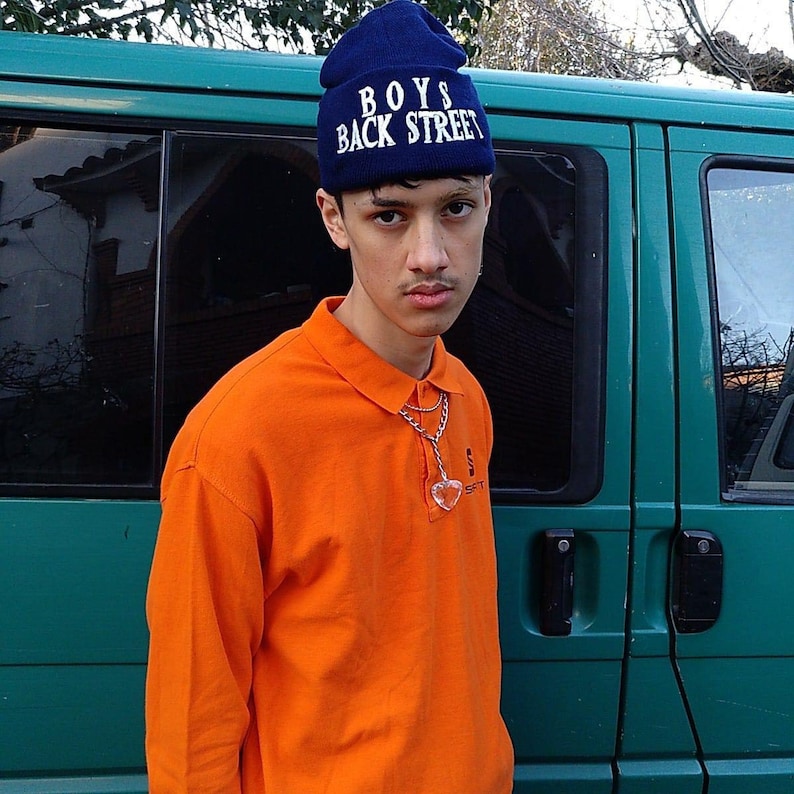 Vintage Y2K Back Street Boys Dark Blue Knitted Beanie