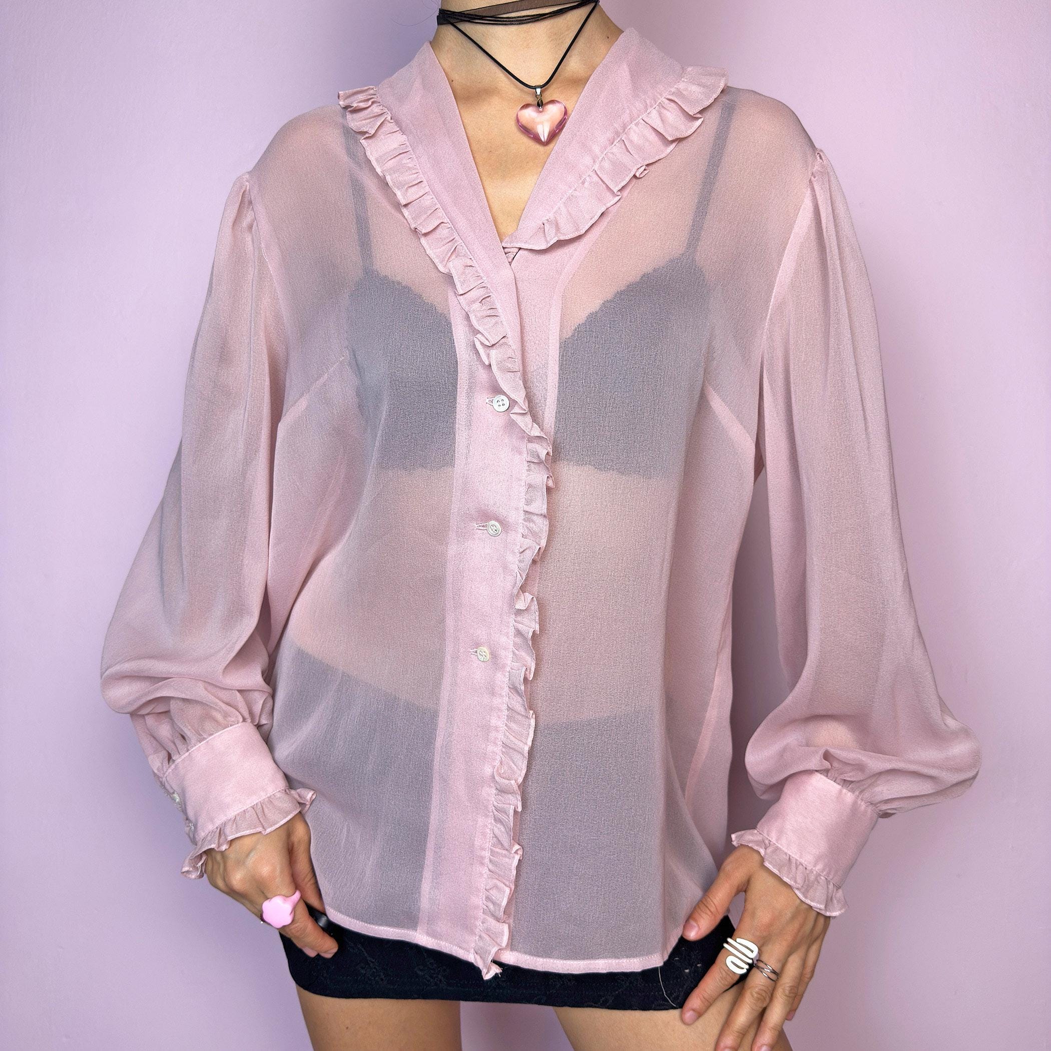 sheer ruffle sleeve top