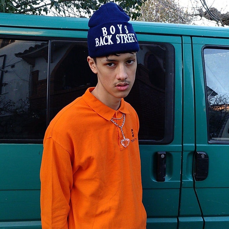 Vintage Y2K Back Street Boys Dark Blue Knitted Beanie
