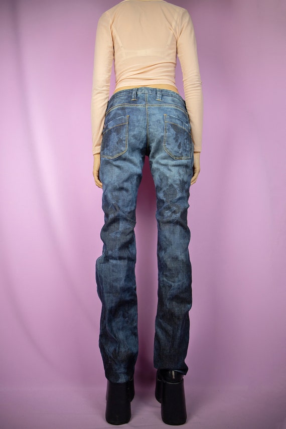 2000s Y2K Dark Bleached Jeans Denim Straight Leg Pant… - Gem