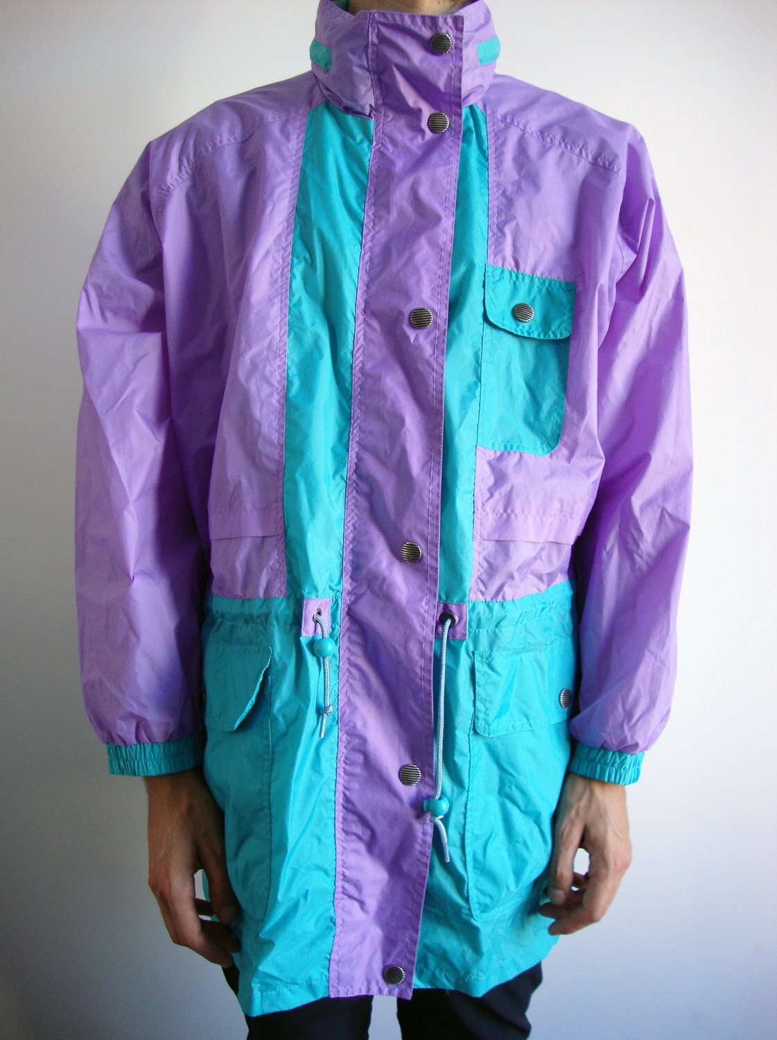 Y2K 90s Purple Lilac Jacket Pastel Color Block Raincoat Cyber Etsy