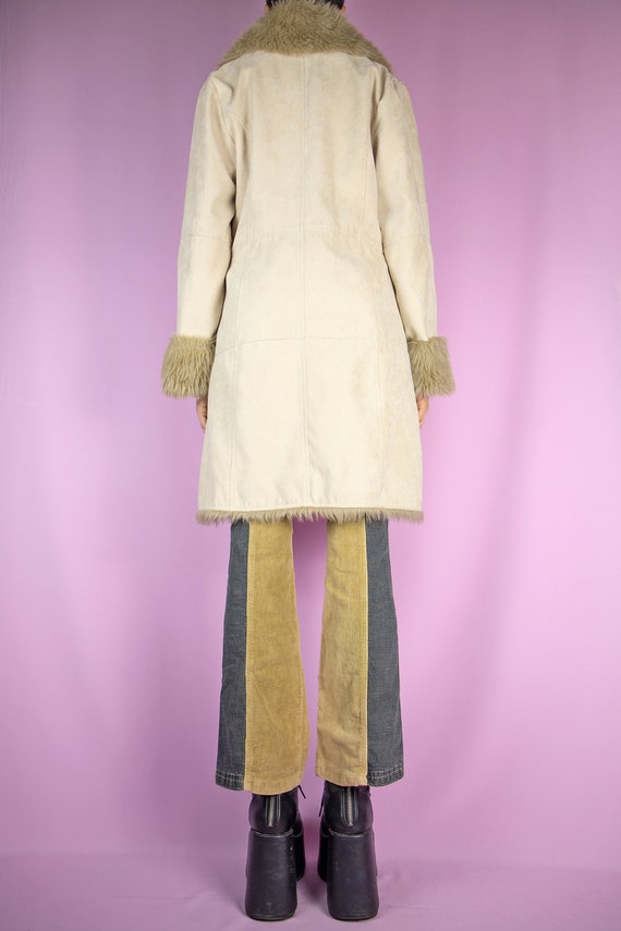 Vintage Y2K Beige Penny Lane Coat Brown Faux Fur … - image 6