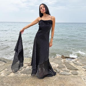 black iridescent dress Cicinia V-Neck Backless Prom Dress Iridescent Spaghetti Strap Evening Gown