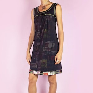 Vintage Black Mesh Mini Dress, Layered Graphic Y2K 2000s – Size Large