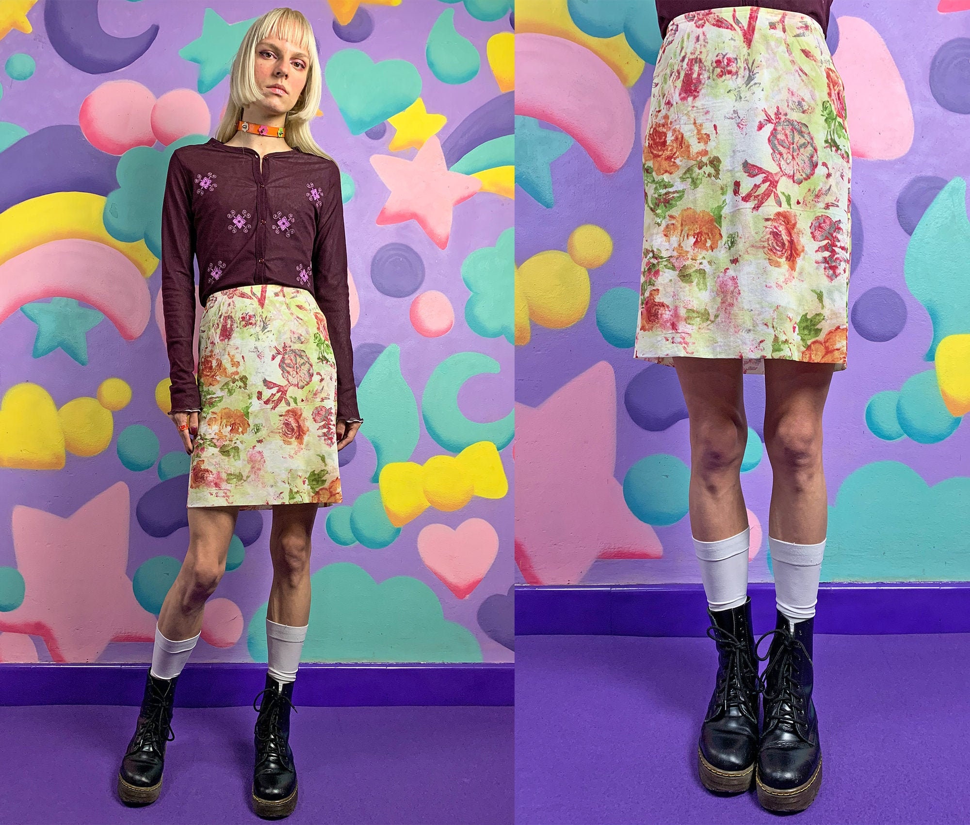 90s Y2K Floral Sheer Mini Skirt Mesh Rose Cute Grunge Fairy | Etsy