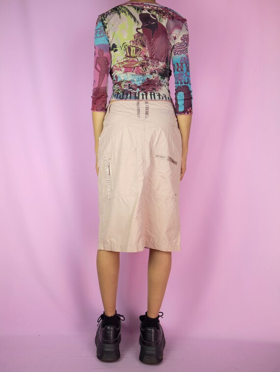 Vintage Y2K Grunge Cargo Skirt Pink Beige Utility… - image 6