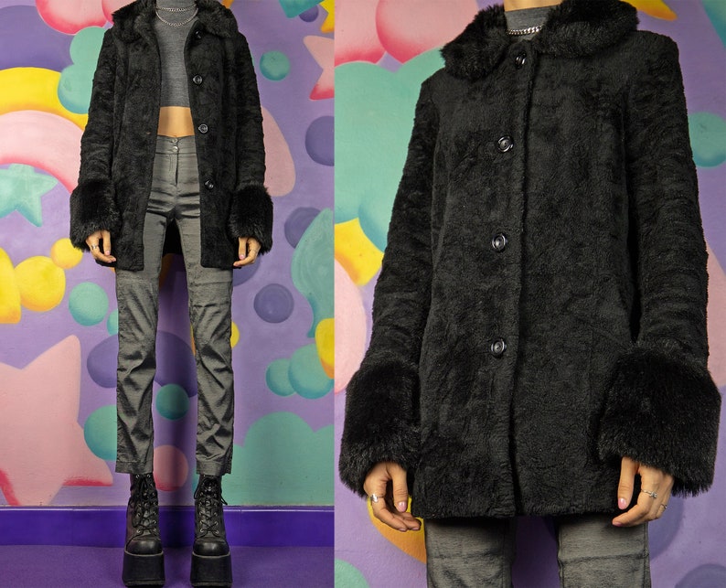 farry faux fur jacket black