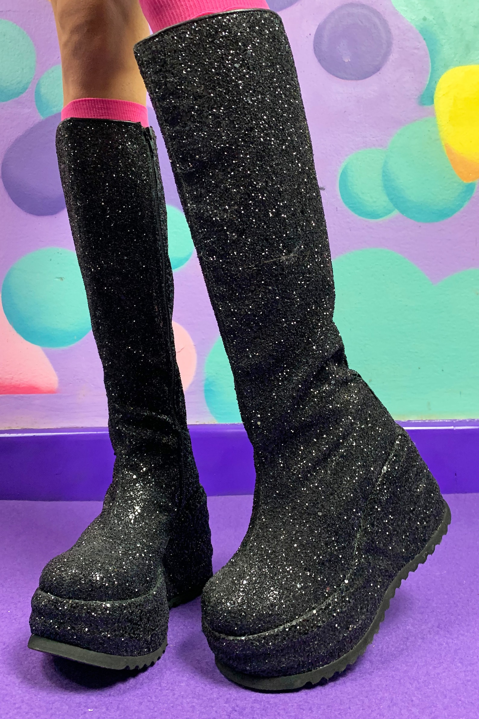 90s black platform boots
