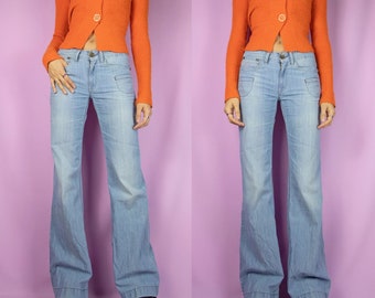 Vintage Y2K Flare Low Rise Jeans Denim Pantalones anchos 2000s - Talla XS