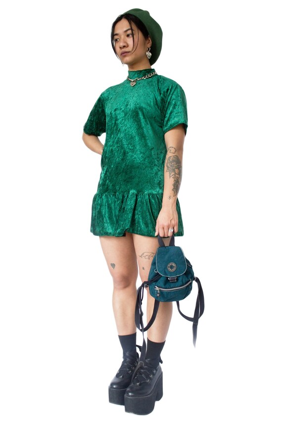 green velvet turtleneck dress