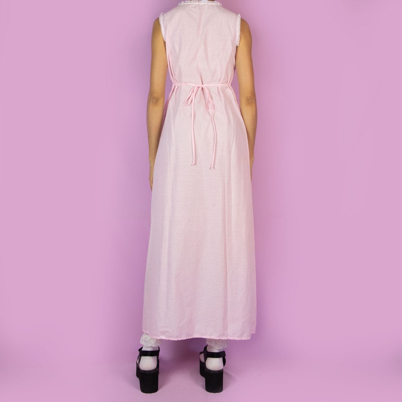 Vintage 90s Pink Slip Maxi Dress Romantic Lace Cami Night Dress Pastel Size Small image 5