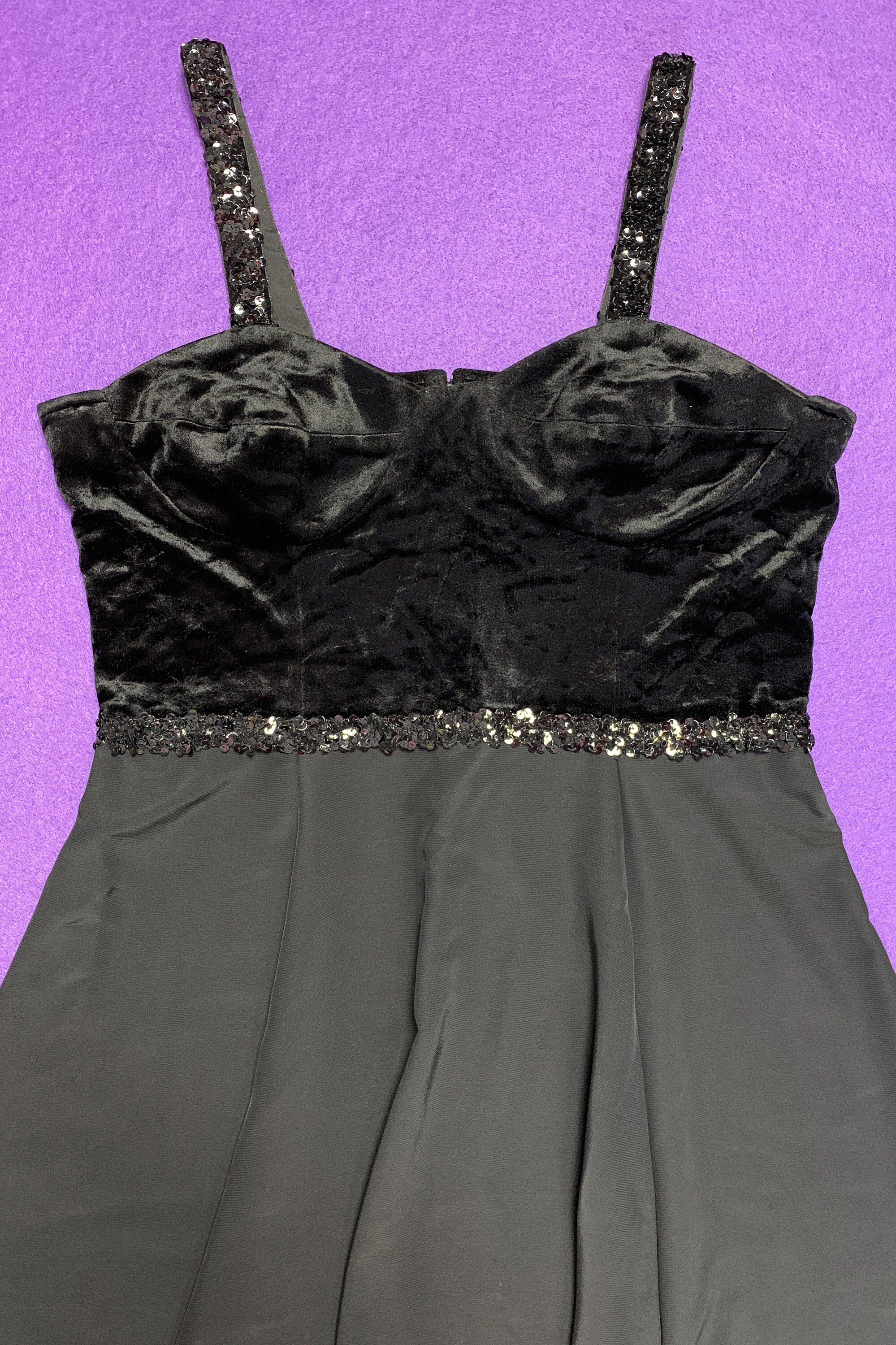 Y2K 90s Black Velvet Mini Dress Sequin Glitter Fit Flare | Etsy