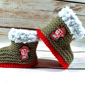 Hand Knitted Goth Baby Boots Booties Clothes Horror Movie Slasher 13th Halloween Slippers Gothic Shoes Emo Punk Alternative Spooky Gift 0-12
