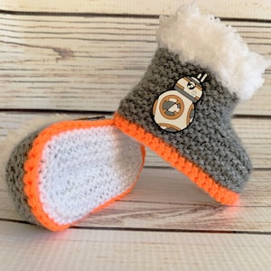 Hand Knitted Baby Boots Robot Booties Clothes Slippers Shoes Movie Sci Fi Science Fiction Costume Boy Girl Neutral Gift 0-12 Months