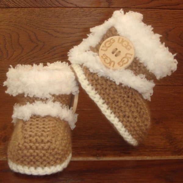 Botas de bebé tejidas a mano botines zapatillas de lana estilo piel de oveja botón niño niña ropa unisex regalo 0-12M vendedor del Reino Unido