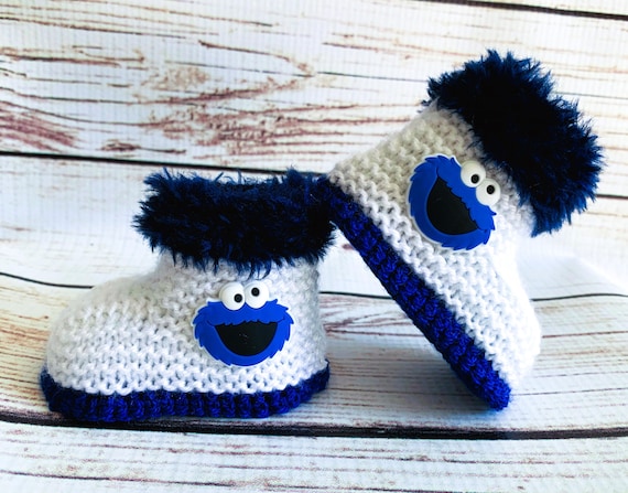 Botas de bebé tejidas a mano, botitas de monstruo, zapatillas