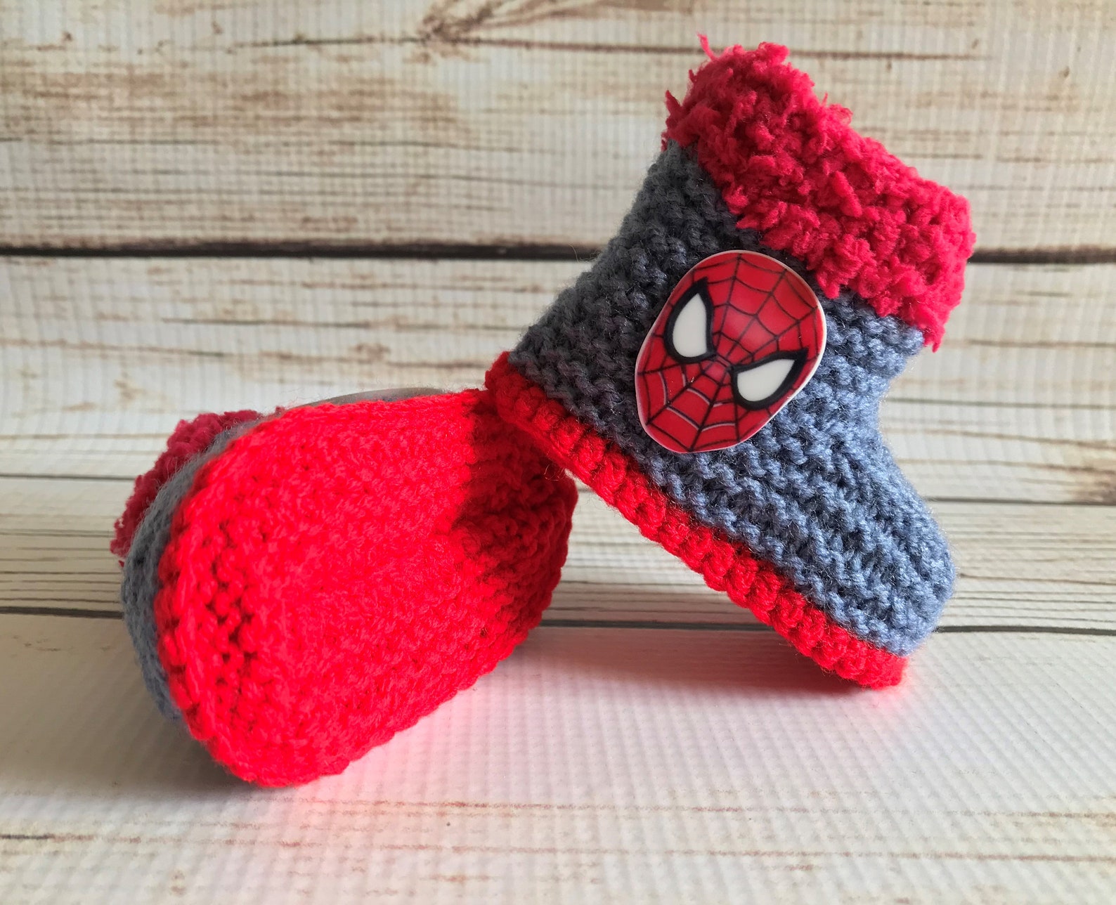 Hand Knitted Baby Boy Boots 012M UK Seller Super Hero Etsy UK