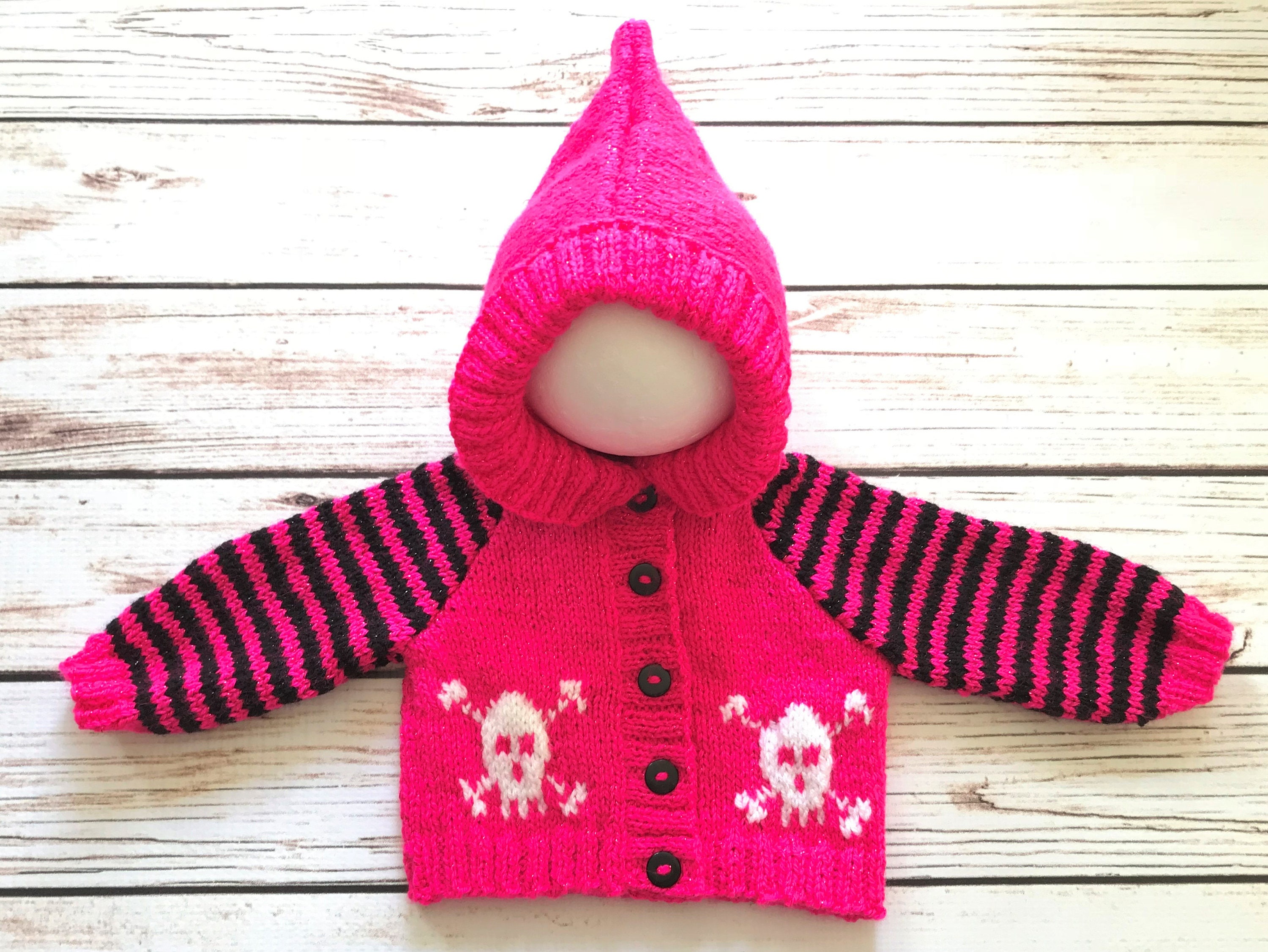 Hand Knitted Baby Skull Hoody 03 Months Etsy