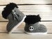 Hand Knitted Goth Baby Booties / Boots/ Shoes Christmas Skelton Emo Punk Alternative 0- 12 Months UK Seller Skull 
